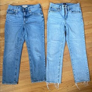 J. Crew 26 essential straight.        Madewell 26P the perfect vintage